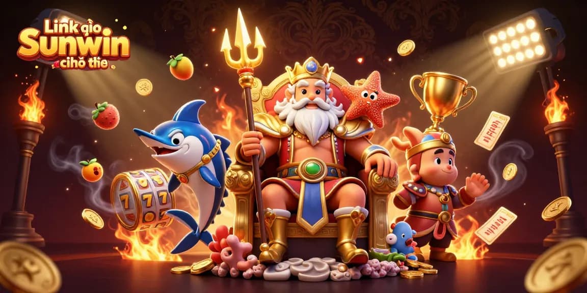 Engage with Link vào Sunwin chính thức through an exciting 3D casino scene filled with vibrant elements.