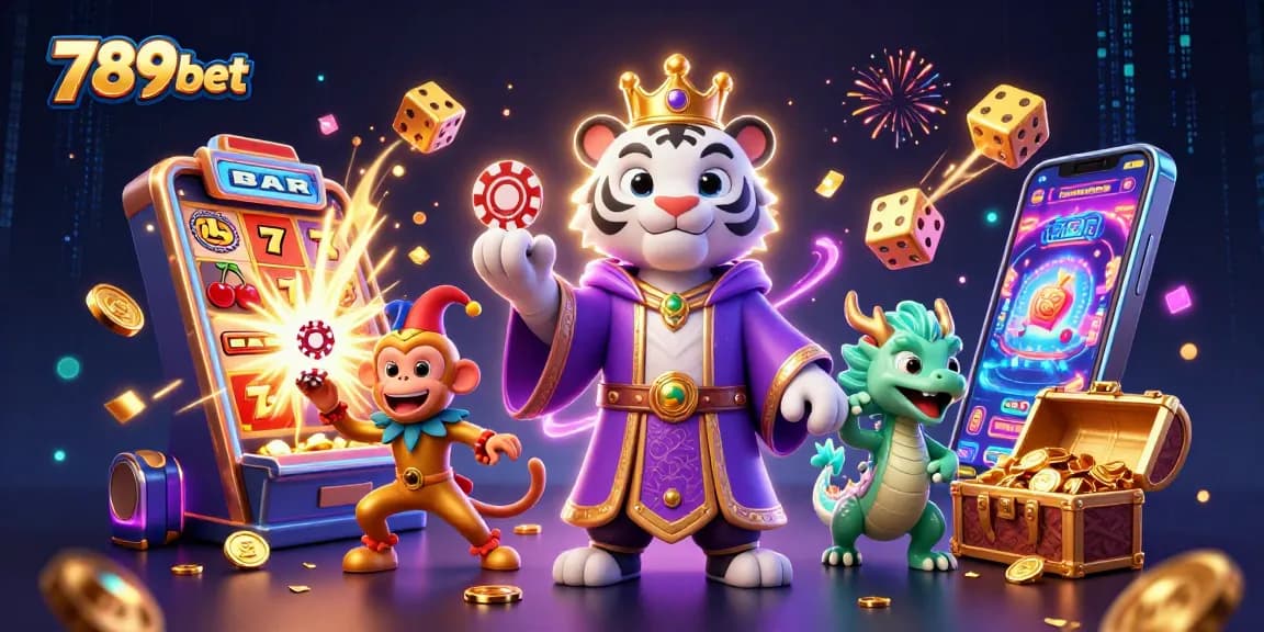 Engage with the thrilling casino world of 789bet featuring a vibrant scene with characters and game elements.