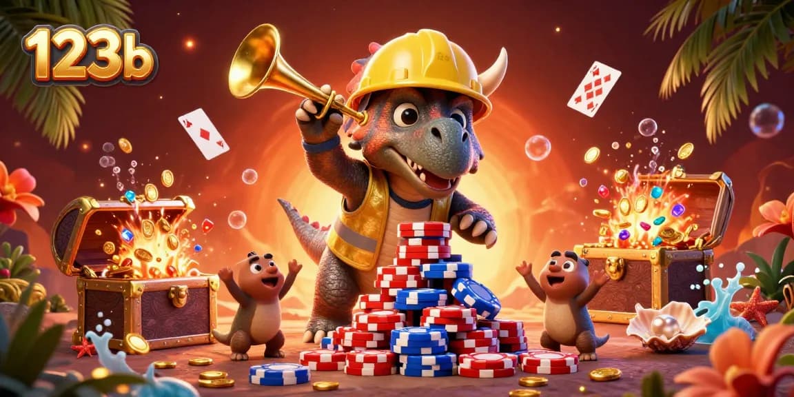 Engage in thrilling moments at 123b with exciting poker chip pyramids and casino festivities.