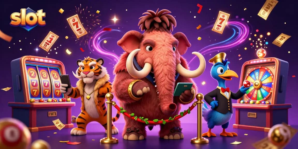 Engage in thrilling slot action with vibrant casino elements featuring lucky 7s and colorful lottery balls.