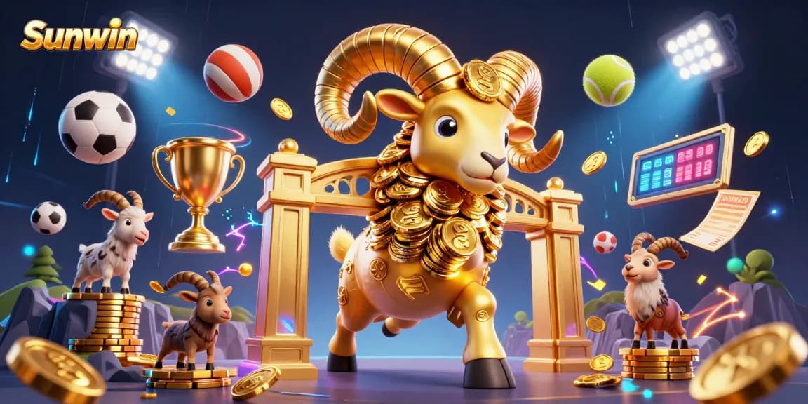 Sunwin showcases players winning by spinning golden slot reels at a visually rich gaming scene.