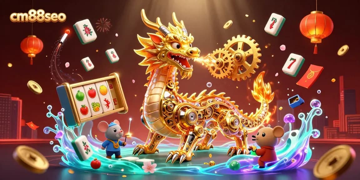 Engage in thrilling gameplay at cm88seo with vibrant elements and a stunning golden dragon.