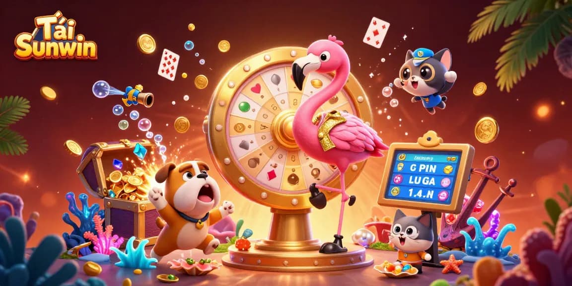 Engage in fun moments at Tải Sunwin with a vibrant game show scene featuring excitement and treasure.