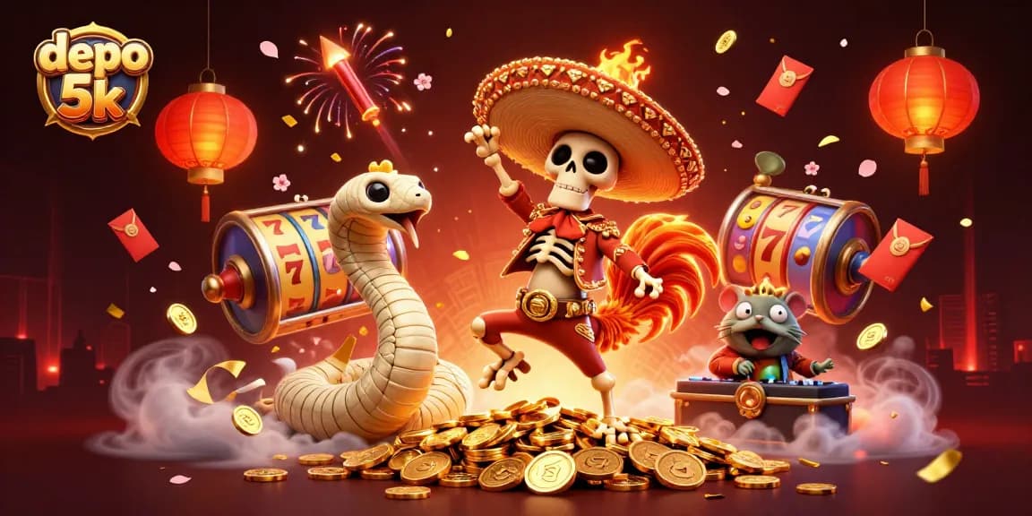 Experience exciting wins with depo 5k in a vibrant 3D casino illustration.