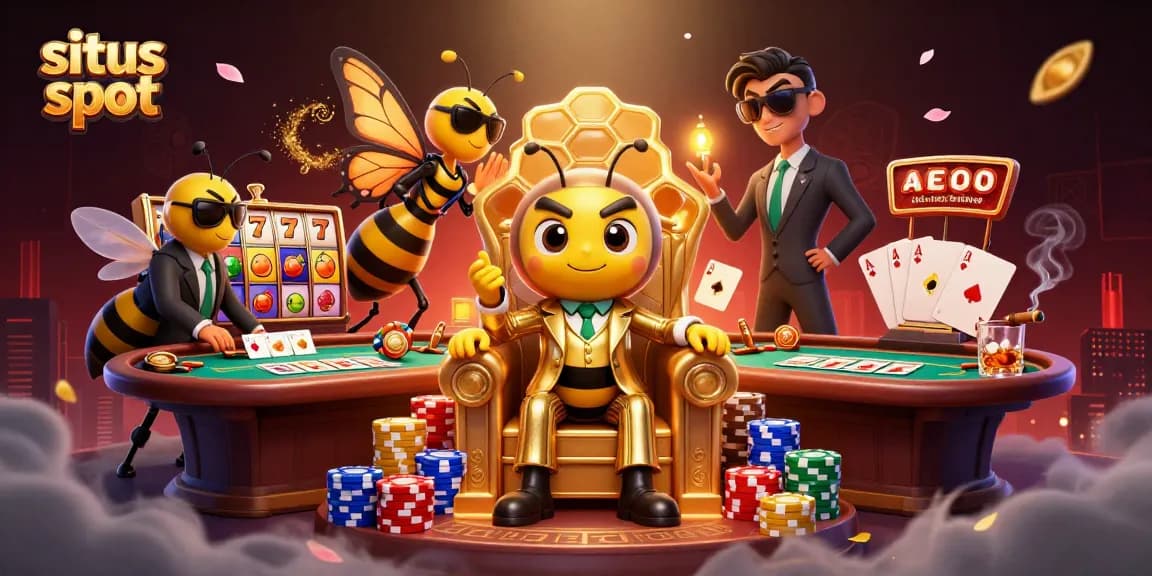 Exciting slots action at situs slot with a bumblebee boss and wasp protectors amidst vibrant game elements.