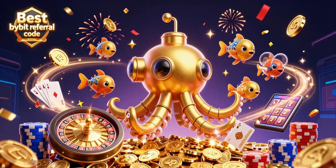 Engage with the Best bybit referral code 2026 through vibrant digital casino elements and a dynamic kraken character.