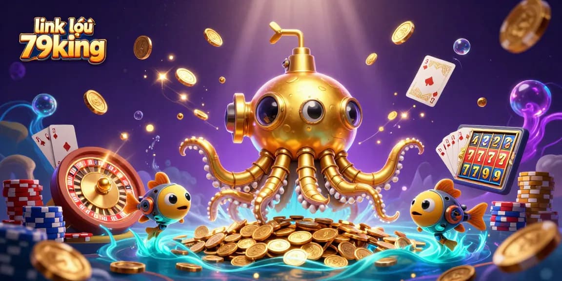 Spin to win at link vào 79king with vibrant casino elements and golden treasures.