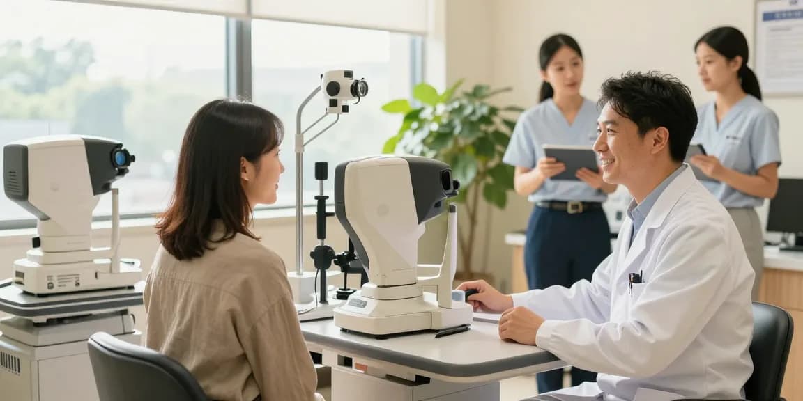 Patient consultation at SNU Eye Clinic in Korea, focusing on eye care and advanced treatments.