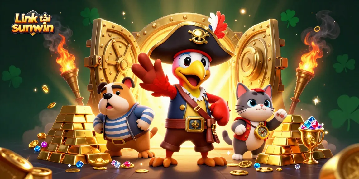 Engage with Link tải sunwin as three lively characters navigate a rich trove of treasure.