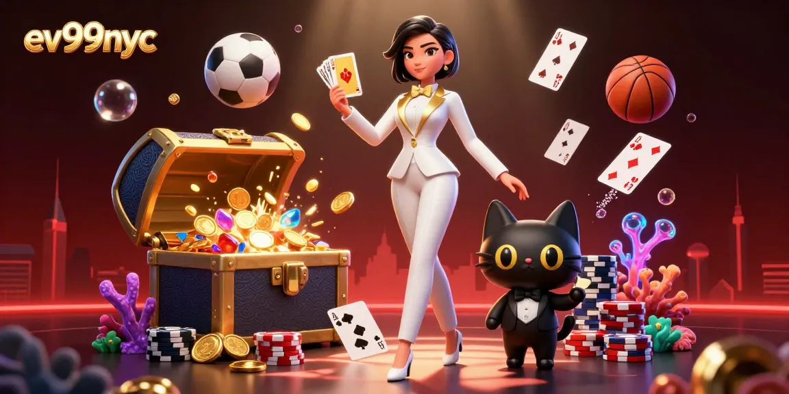 Engage with the thrilling world of ev99nyc through dynamic sports betting elements and a stunning casino scene.