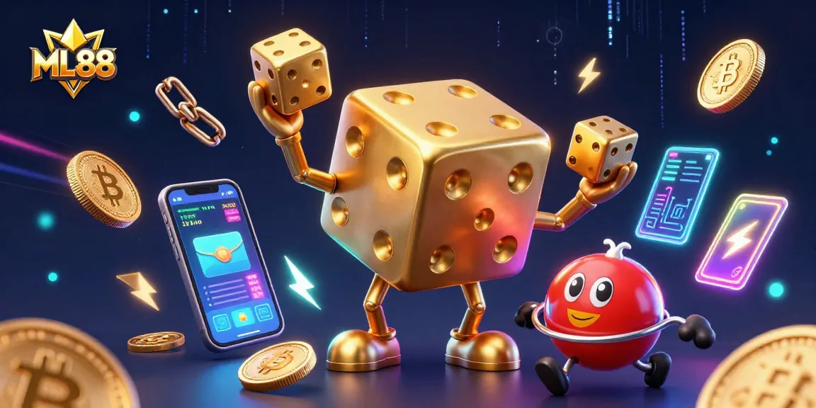Experience excitement at ML88 with a dynamic scene of a golden dice golem juggling as you play!