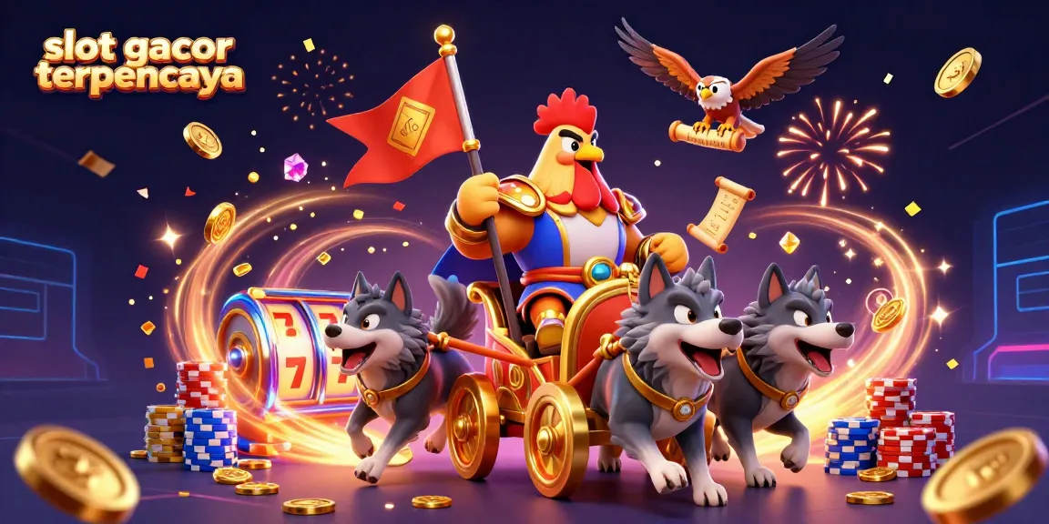 Mendapatkan kemenangan di slot gacor terpercaya dengan mesin slot berputar dan tumpukan chip poker berwarna.