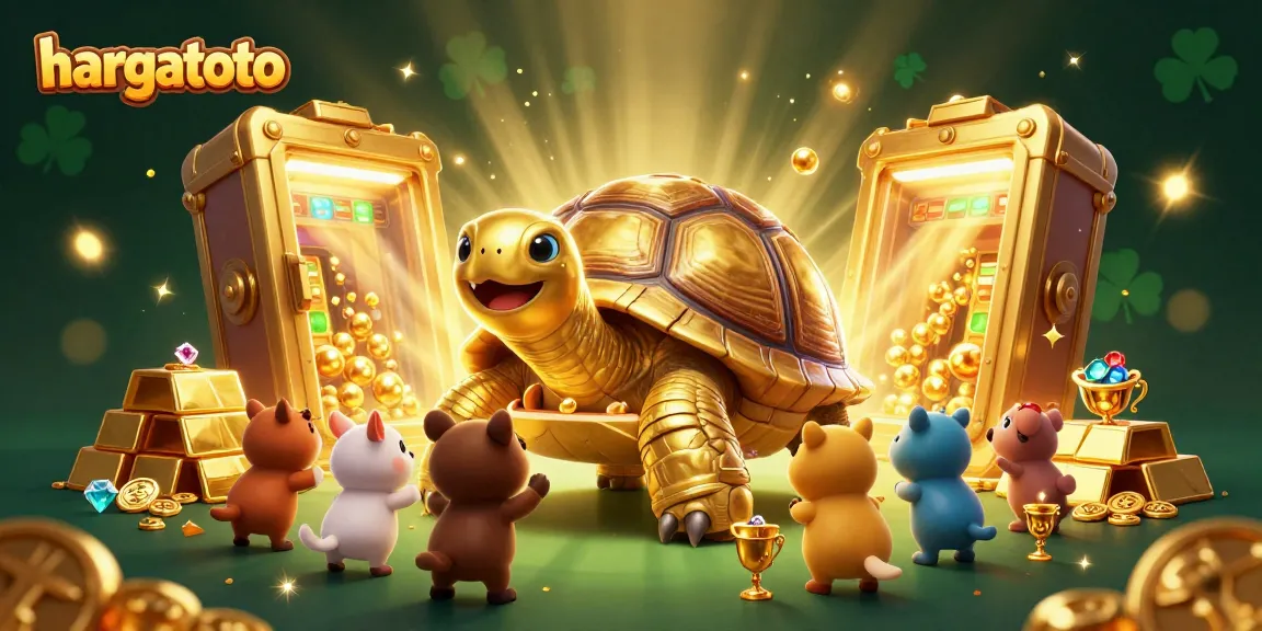 Experience hargatoto's thrilling gaming moments in a vibrant 3D illustrative scene.