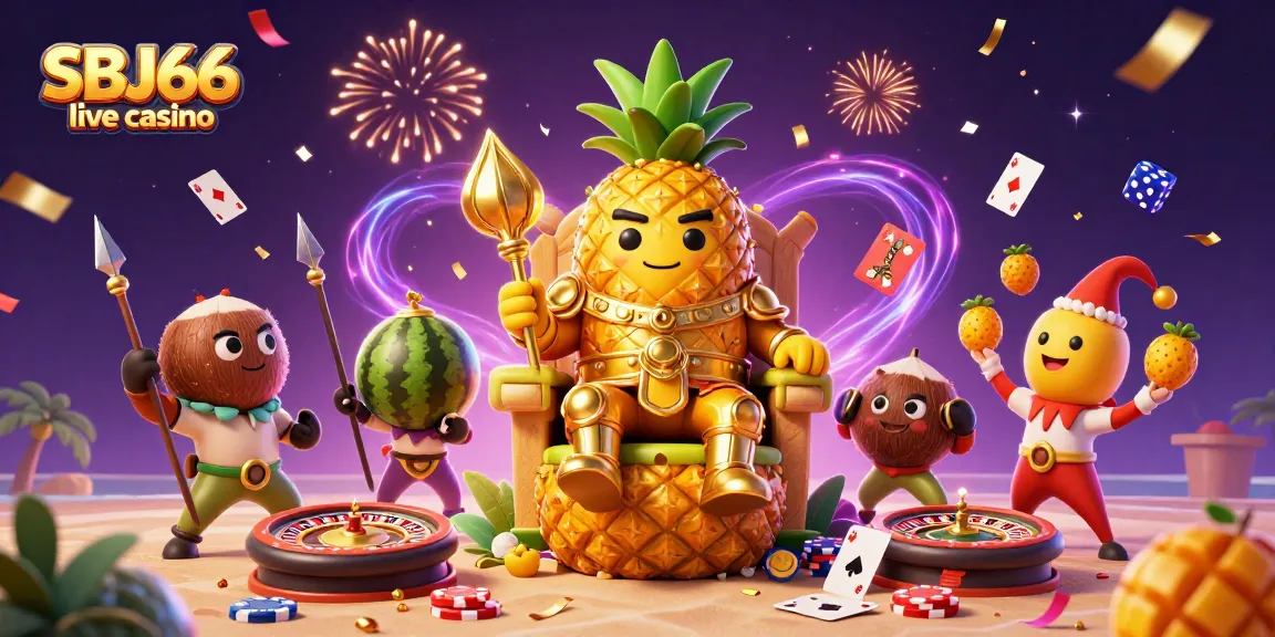 Engage with SBJ66 live casino in a vibrant 3D environment showcasing lively casino characters.