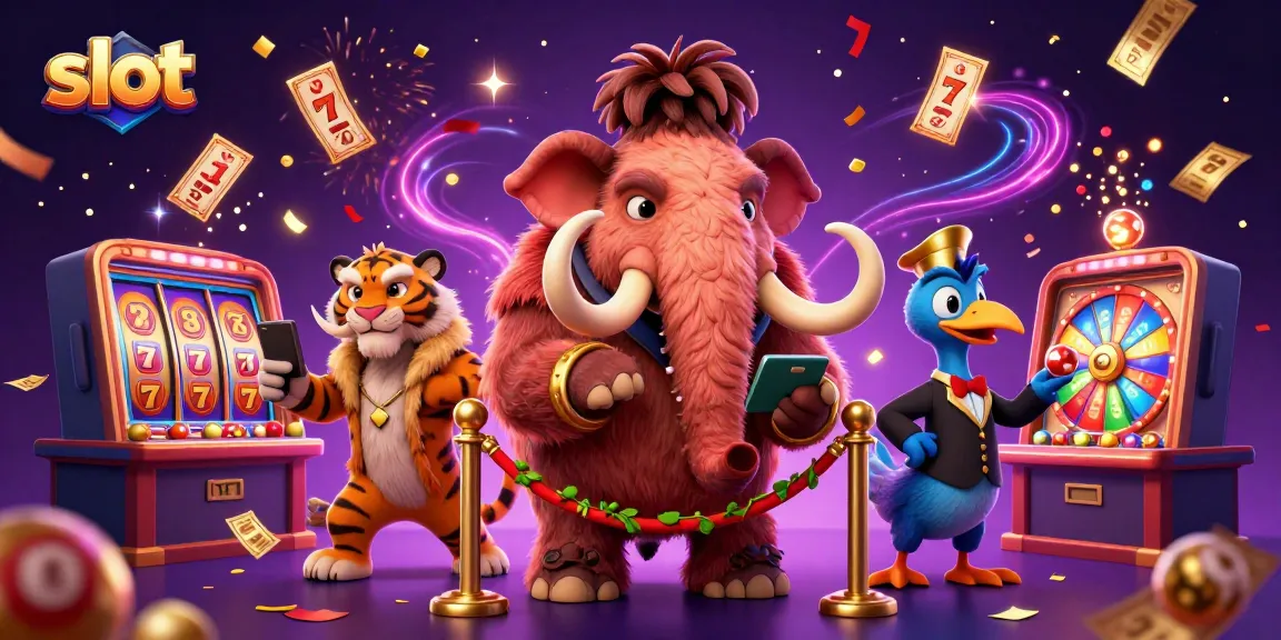 Engage in thrilling slot action with vibrant casino elements featuring lucky 7s and colorful lottery balls.