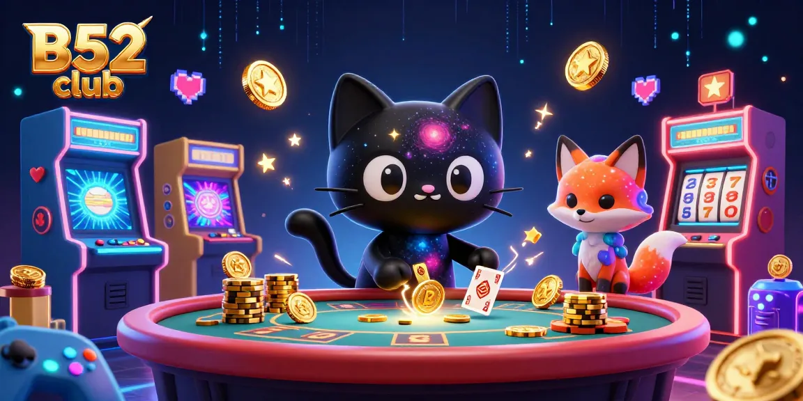 Experience the thrilling B52 club with vibrant casino elements attracting players and dynamic characters.