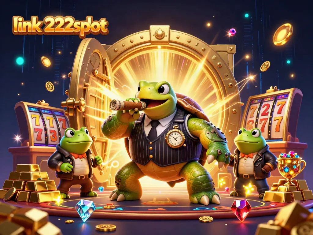 Menampilkan link 222slot dengan karakter unik yang lucu di kasino bergaya 3D.