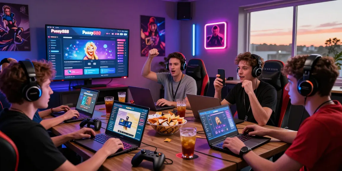 Pussy888 iOS players enjoying gaming strategies and excitement in a vibrant, engaging setup.