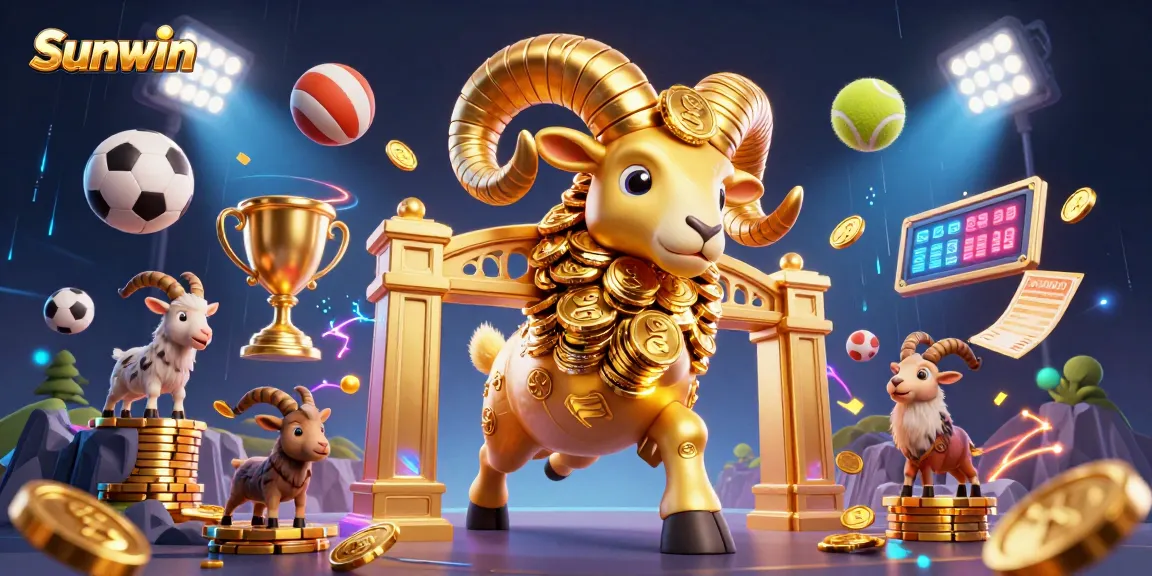Sunwin showcases players winning by spinning golden slot reels at a visually rich gaming scene.