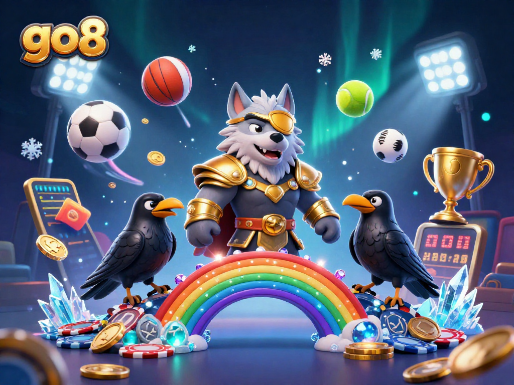 Experience thrilling gameplay at go8 with Norse characters amidst casino-themed elements.