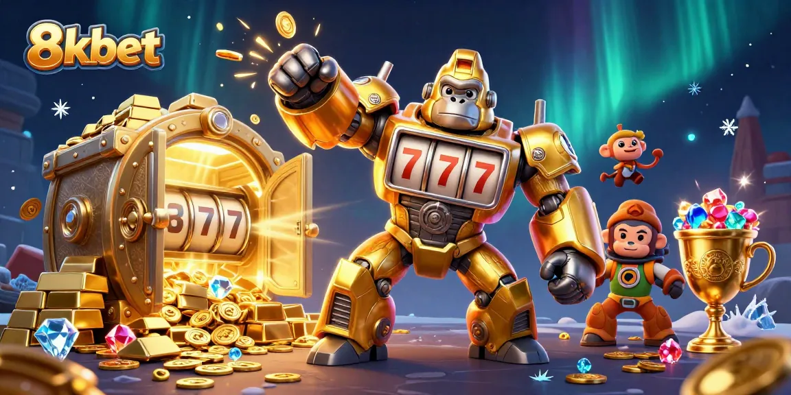 Experience thrilling gameplay at 8xbet with a vibrant 3D illustration featuring iconic slot elements.