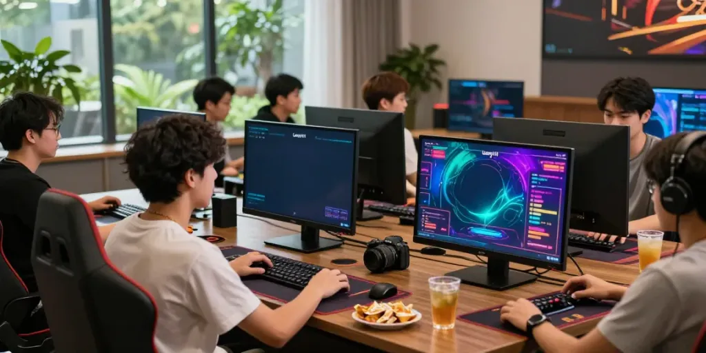 Luxury111 online gaming platform showcasing players engaged in interactive games with vibrant displays and a lively atmosphere.