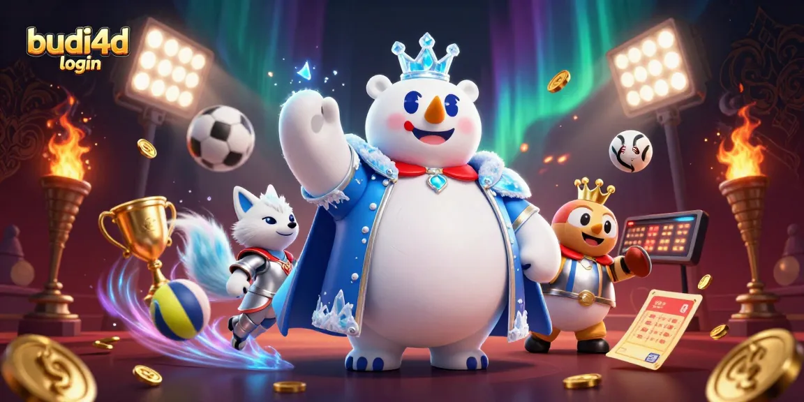 Experience the excitement of budi4d login with dynamic 3D casino-themed illustration showcasing vivid characters and game elements.