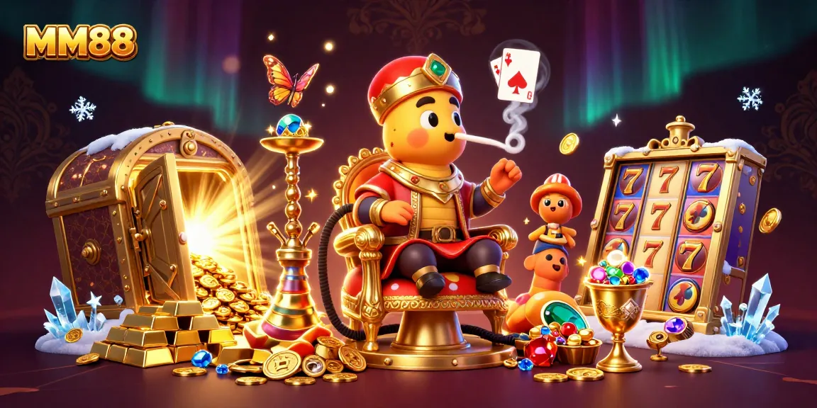Experience thrilling MM88 casino adventures with a vibrant, immersive digital illustration of gaming excitement.