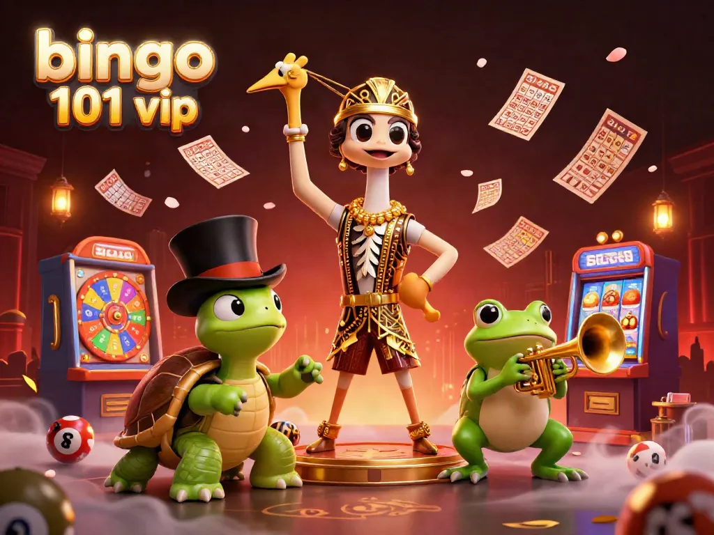 Experience bingo 101 vip rewards and levels with an exciting multimedia illustration featuring bingo and slot elements.