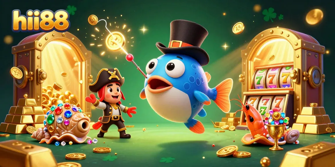 Engage in thrilling adventures with hii88's vibrant casino scene featuring lucky charms and treasures.