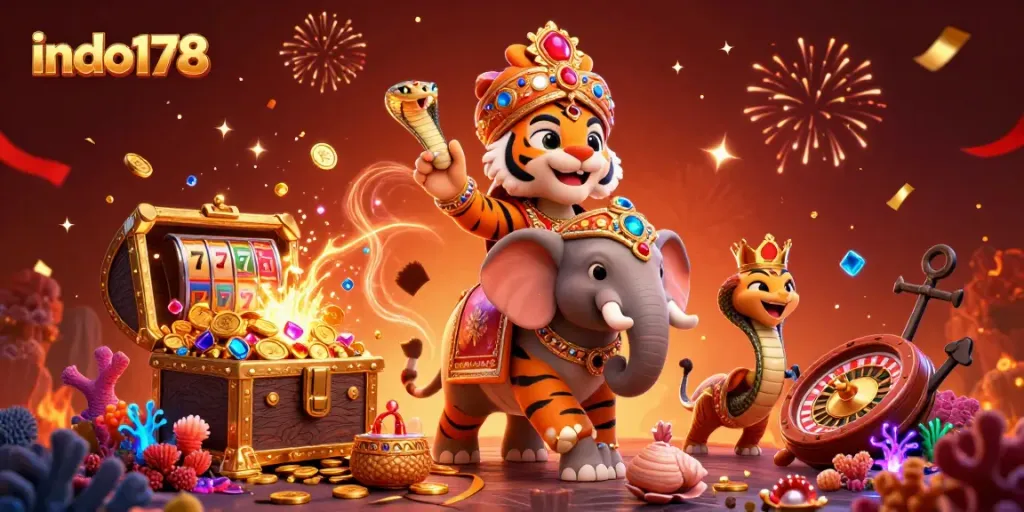 Experience thrilling gameplay at indo178 with vibrant slot machines and festive casino atmosphere.
