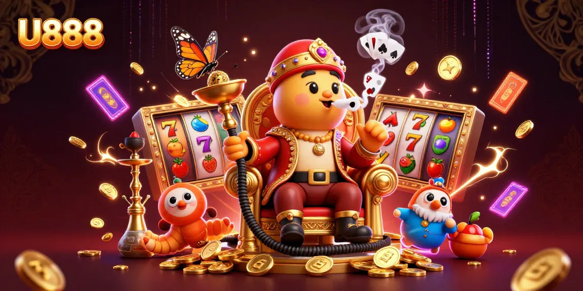 U888 engages players with a vibrant casino scene featuring lucky symbols and dynamic game elements.