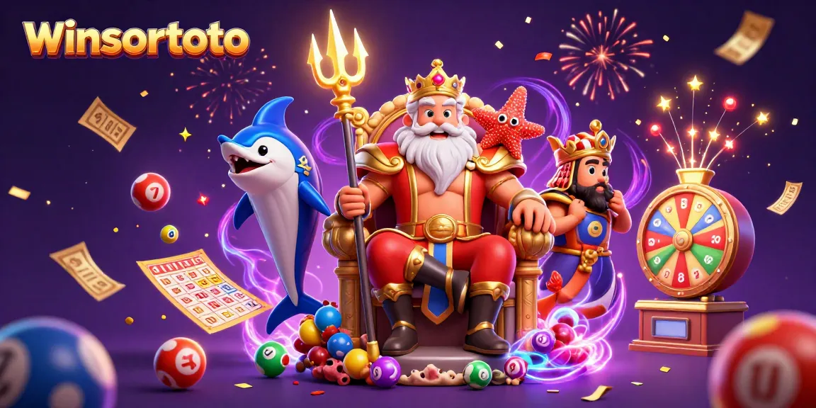 Menangkan permainan sambil menikmati keberuntungan dengan winsortoto, ilustrasi 3D dinamis penuh warna.