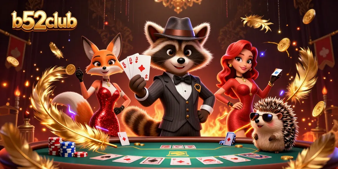 Experience thrilling poker action with b52club's vibrant characters and casino elements.