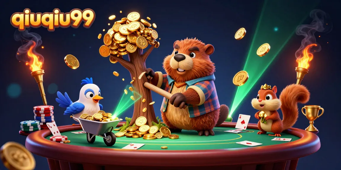 Experience winning strategies with qiuqiu99 in this vibrant poker scene illustration.