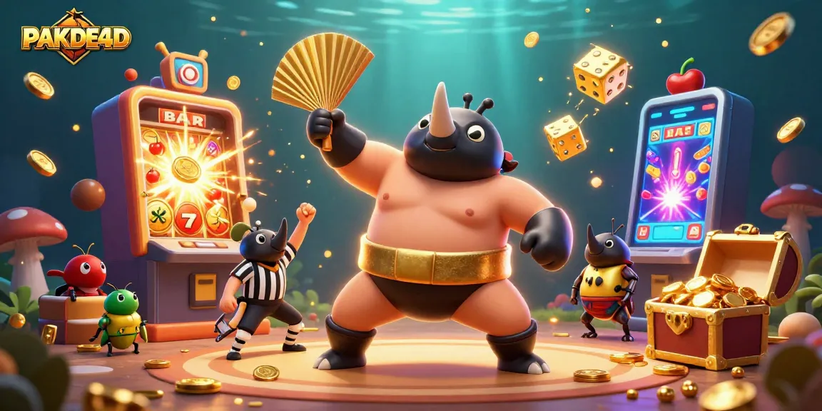 PAKDE4D menyajikan momen seru dengan jackpot kasino dalam ilustrasi yang penuh warna.