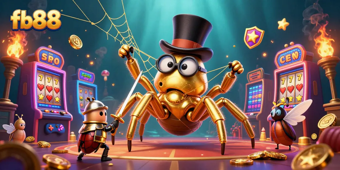 Experience the excitement of fb88 with a golden tarantula, beetle knight, and dynamic casino elements.