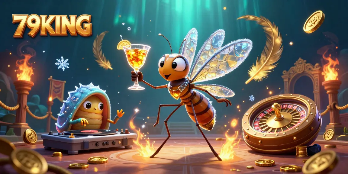 Experience thrilling gameplay with 79KING, featuring a vibrant casino mascot and golden roulette wheel.