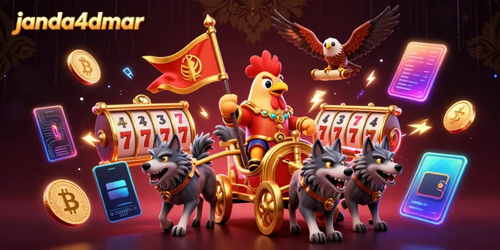 Gandakan kemenangan di janda4dmar dengan simbol jackpot dan hadiah besar secara menarik.