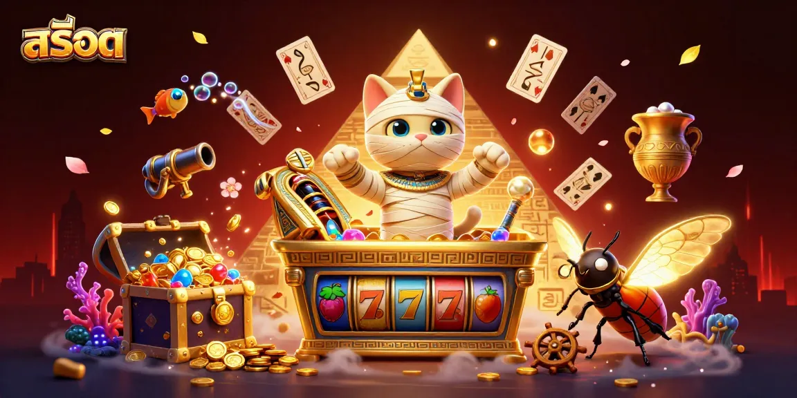 Engage with the vibrant สล็อต scene featuring a 3D cartoon Egyptian mummy cat and treasure details.