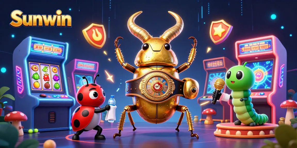 Engage in exciting gameplay at Sunwin as a giant golden stag beetle faces off in a vibrant casino theme.