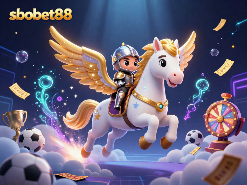 SBOBET88 players engaging in exhilarating sports betting with vivid game elements and a celestial theme.
