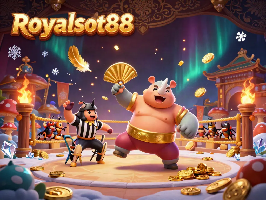 Raih kemenangan dengan Royalslot88, ilustrasi kasino online yang menampilkan seru dan pepaduan permainan.