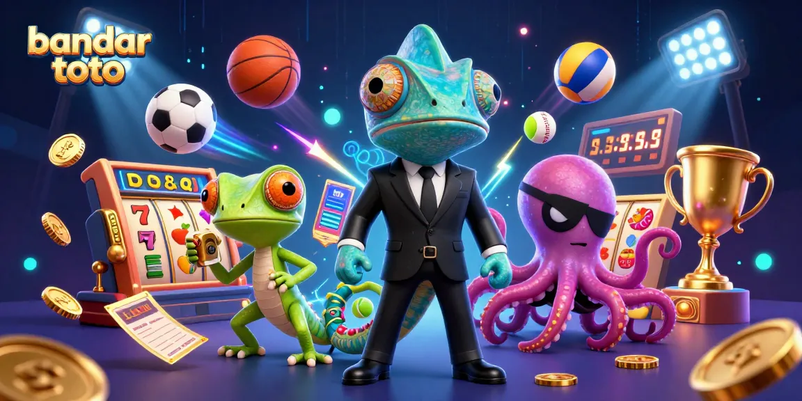 Experience the excitement of bandar toto slot games with a dynamic 3D scene featuring vibrant characters and game elements.