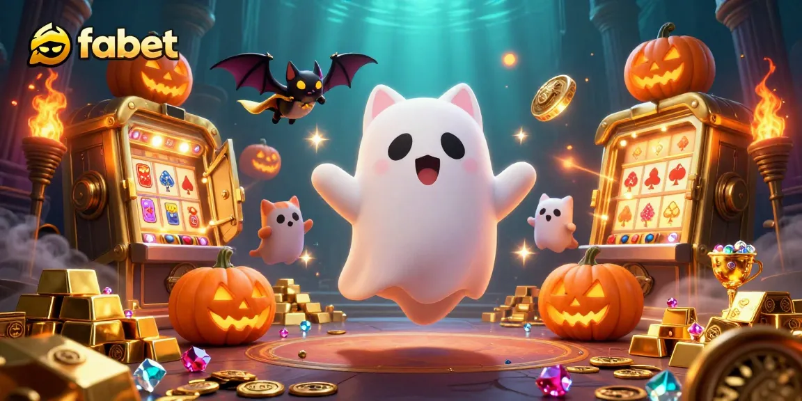 Engage with fabet's thrilling atmosphere as a ghost cat explores a vibrant casino filled with adventure.