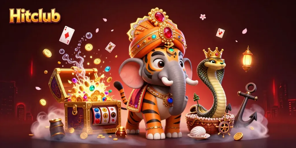 Experience thrilling wins at Hitclub with a vibrant 3D casino scene full of gaming excitement.
