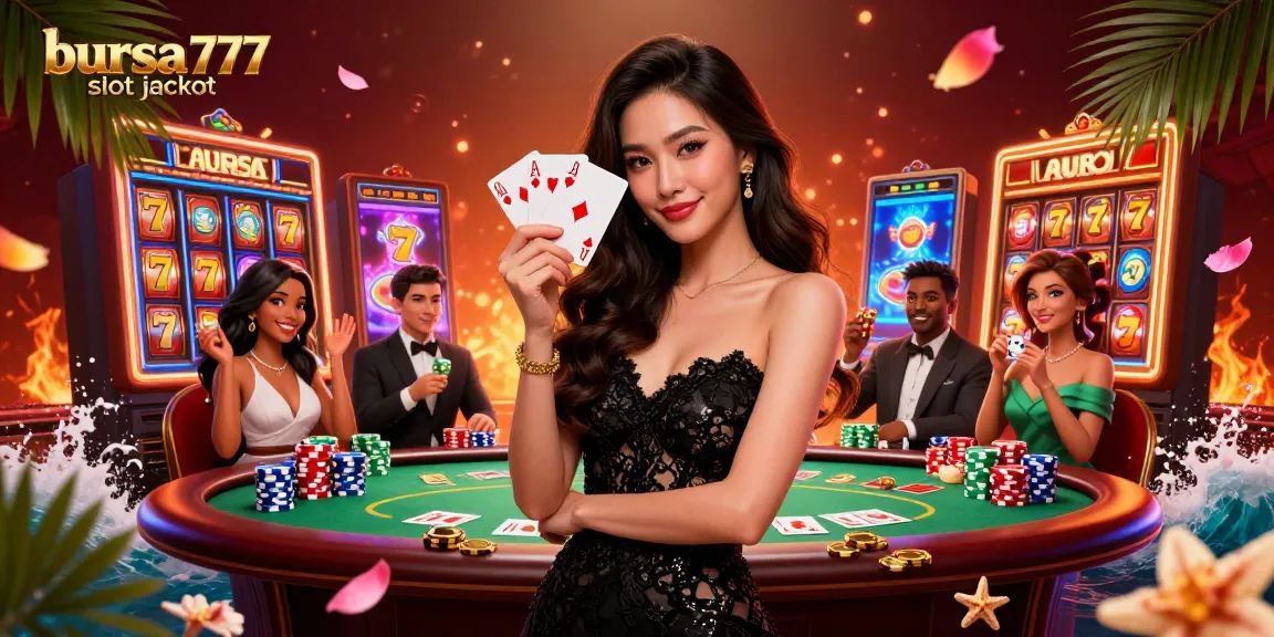 Burst with excitement as you chase the bursa777 slot jackpot among vibrant slot reels and golden poker chips.