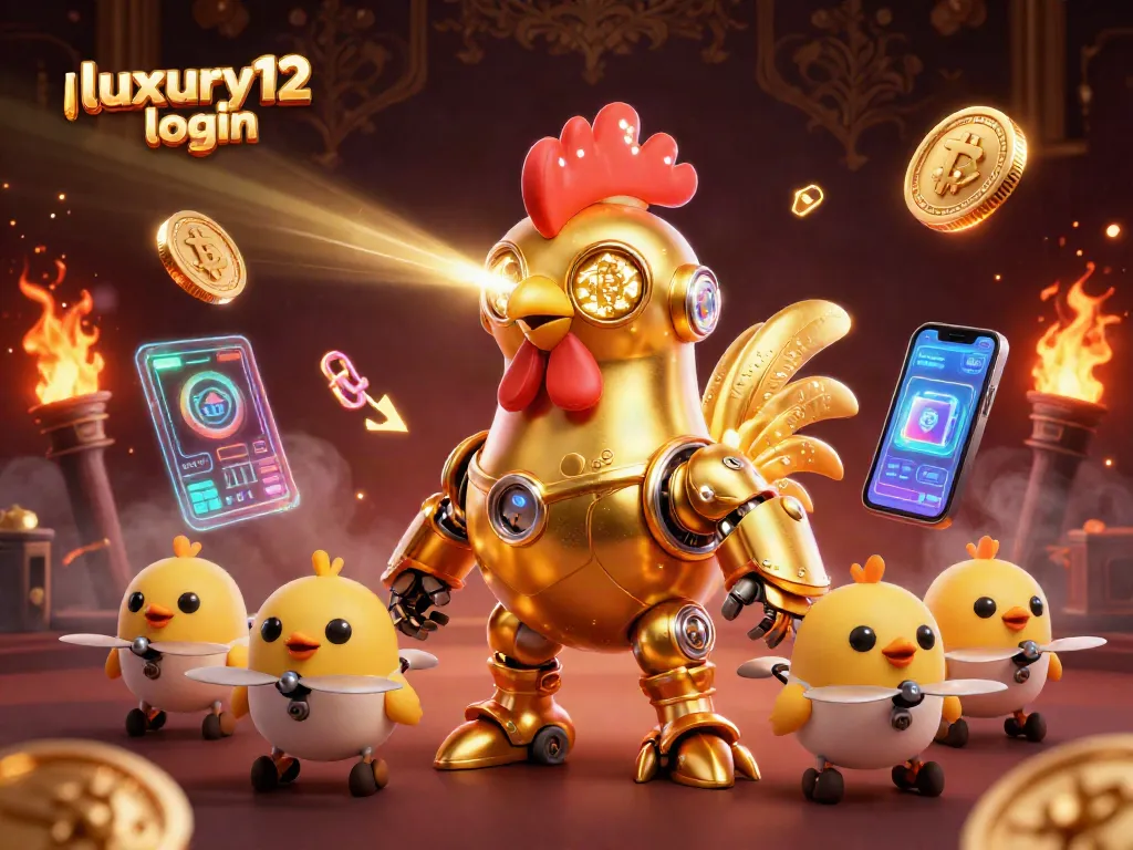 Masuk ke luxury12 login dengan gambar kasino futuristik dan simbol kripto