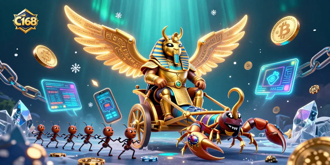 Experience thrilling gaming at C168 with vibrant casino characters and crypto elements