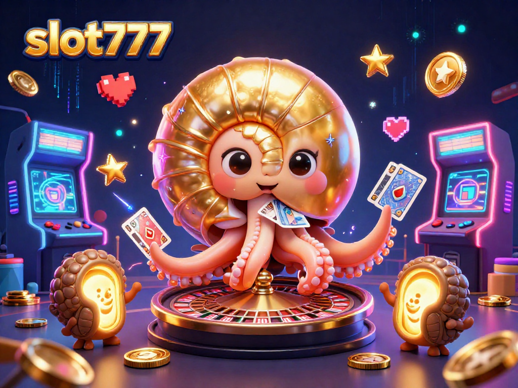 Gameplay slot777 yang menarik dengan karakter nautilus raksasa dan mesin arcade berkilau.